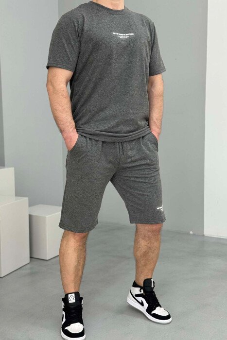 T-SHIRT+SHORT SWEATPANTS WRITTINGS MEN SET GREY/GRI 