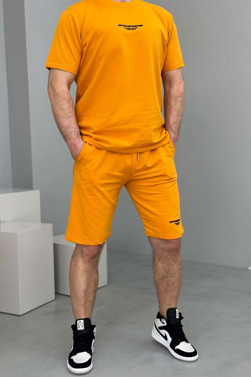 T-SHIRT+SHORT SWEATPANTS WRITTINGS MEN SET MUSTARD/MUSTARDE - 1