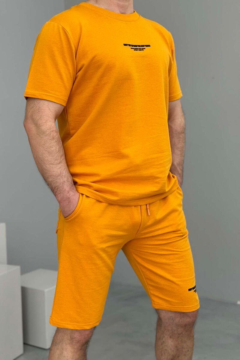 T-SHIRT+SHORT SWEATPANTS WRITTINGS MEN SET MUSTARD/MUSTARDE - 2