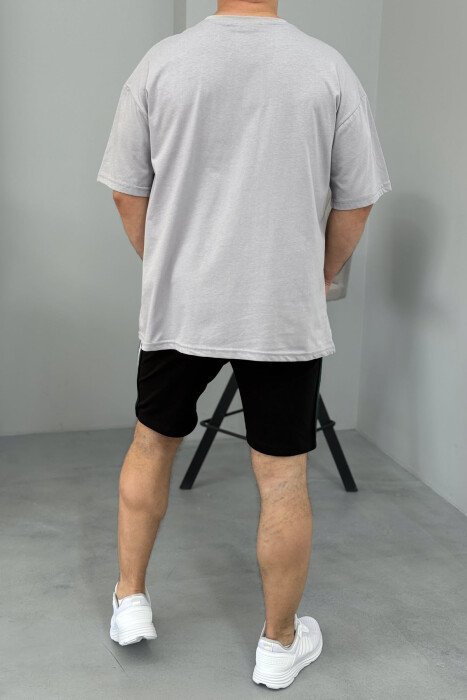 T-SHIRT+SHORTS BEAR IMAGE MEN SET BLACK-GREY/ZEGR - 4