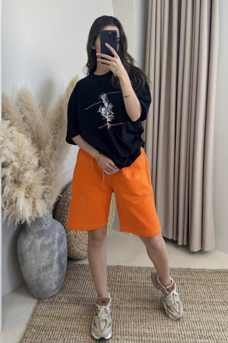 T-SHIRT+SHORTS FRONT IMAGE WOMEN SET DARK ORANGE/POE - 1