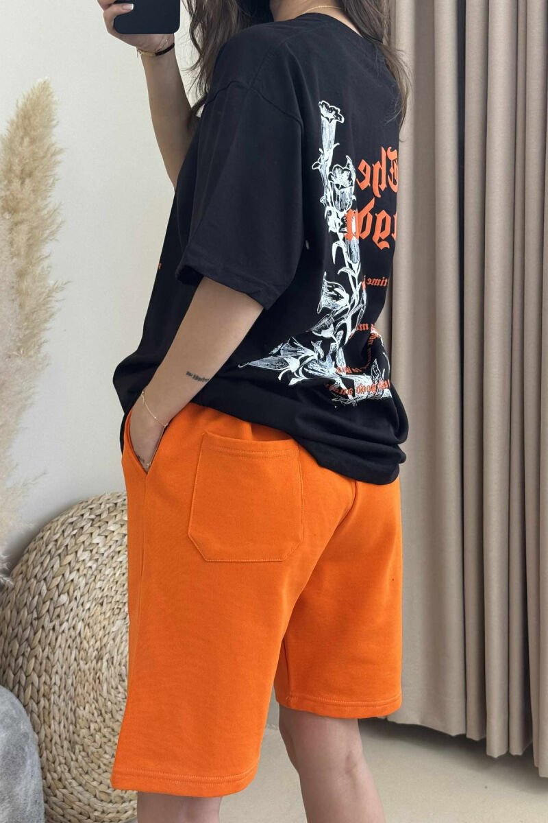 T-SHIRT+SHORTS FRONT IMAGE WOMEN SET DARK ORANGE/POE - 4