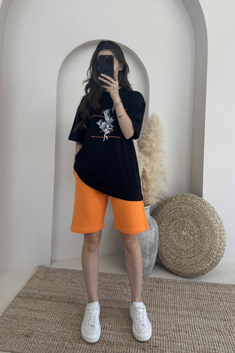 T-SHIRT+SHORTS FRONT IMAGE WOMEN SET MUSTARD/MUSTARDE - 1