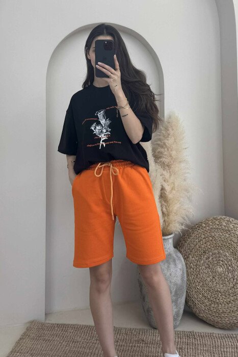 T-SHIRT+SHORTS FRONT IMAGE WOMEN SET ORANGE/PORTOKALLI - 1