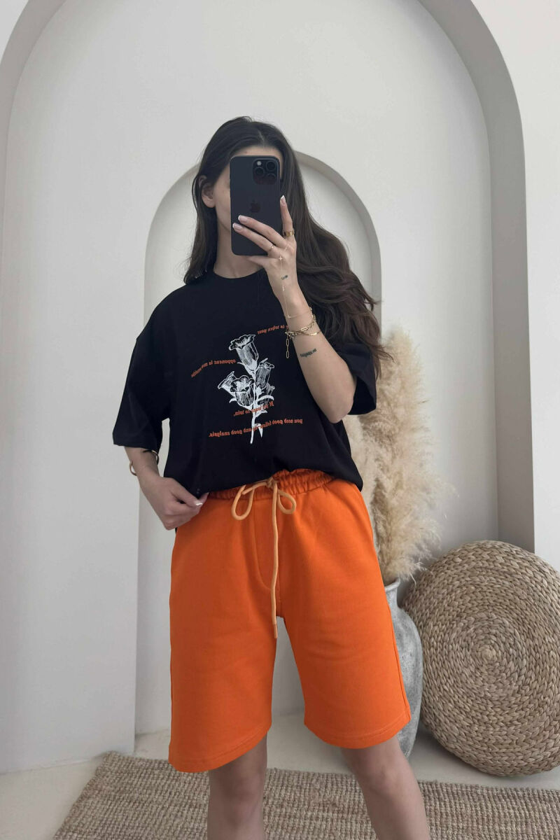 T-SHIRT+SHORTS FRONT IMAGE WOMEN SET ORANGE/PORTOKALLI - 3