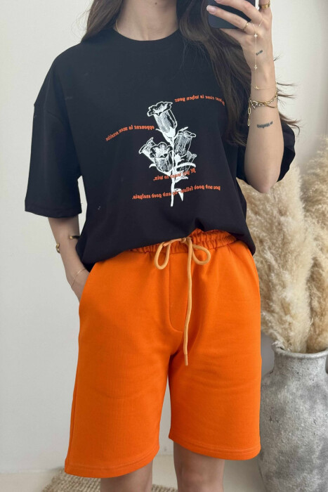 T-SHIRT+SHORTS FRONT IMAGE WOMEN SET ORANGE/PORTOKALLI - 4
