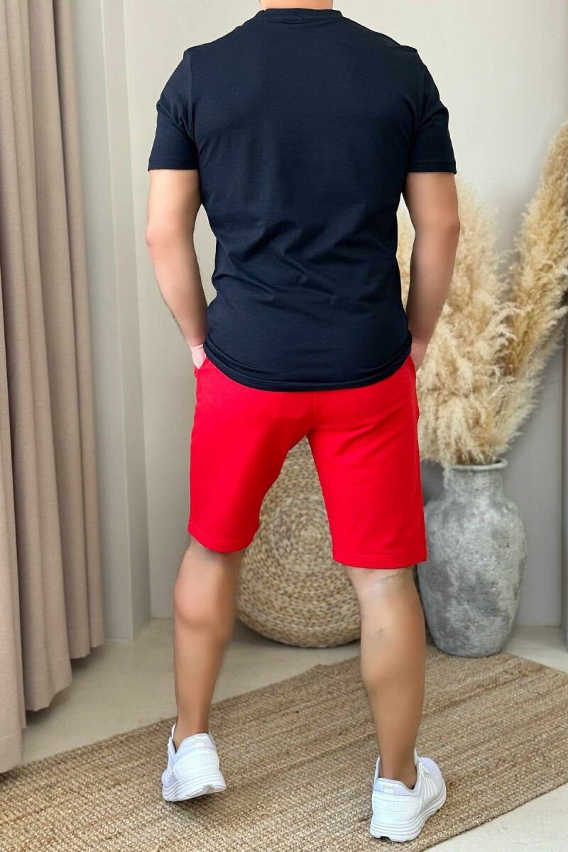 T-SHIRT+SHORTS LITTLE WRITTINGS MEN SET BLACK-RED/ZEKU - 3
