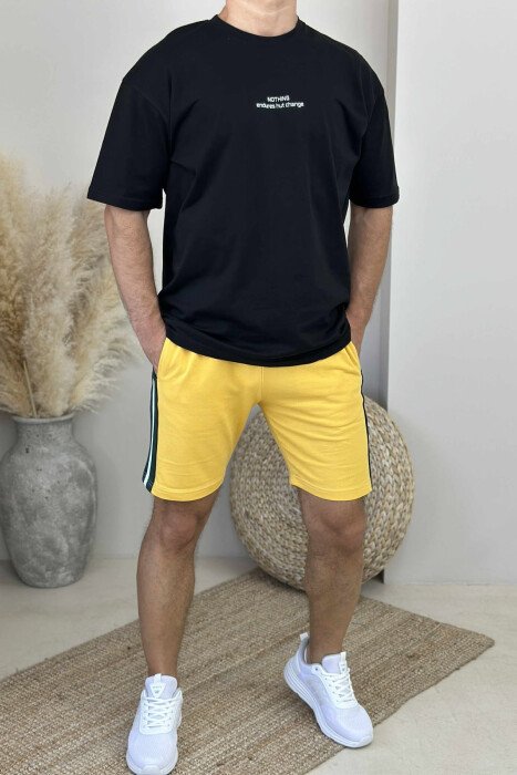 T-SHIRT+SHORTS LITTLE WRITTINGS MEN SET BLACK-YELLOW/ZEVE - 1
