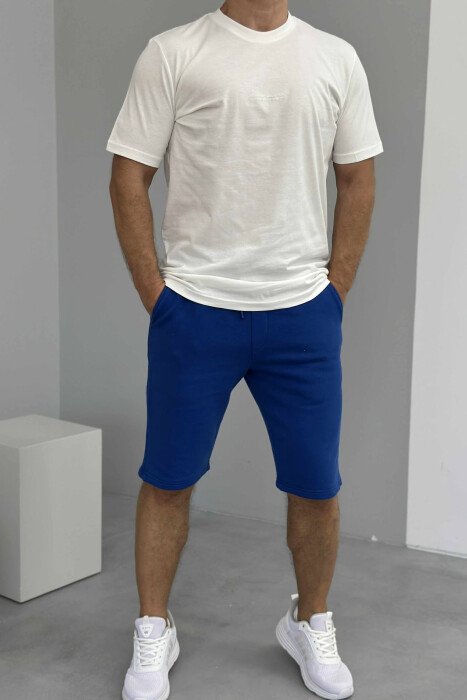 T-SHIRT+SHORTS LITTLE WRITTINGS MEN SET WHITE-BLUE/BABL 