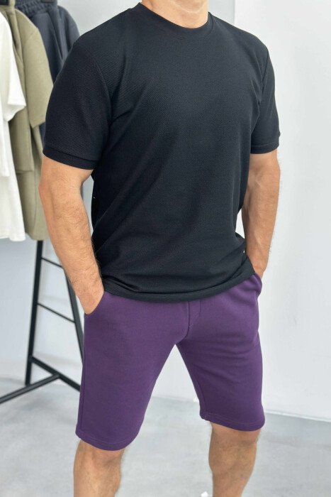 T-SHIRT+SHORTS SIMPLE MEN SET BLACK-PURPLE/ZELE - 2
