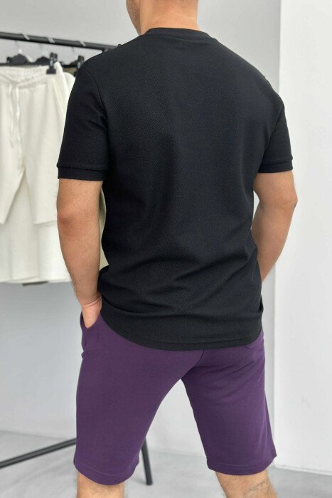 T-SHIRT+SHORTS SIMPLE MEN SET BLACK-PURPLE/ZELE - 4