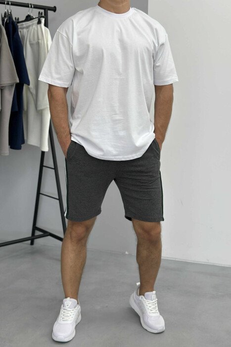 T-SHIRT+SHORTS SIMPLE MEN SET WHITE/GREY-BAGR - 1