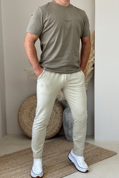 T-SHIRT+SWEATPANTS LITTLE WRITTINGS MEN SET OLIVE/ULLI - 