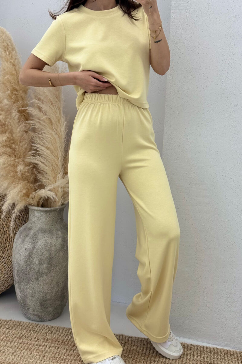 T-SHIRT+SWEATPANTS ONE COLOR ELASTIC WOMEN SET YELLOW/E VERDHE - 7