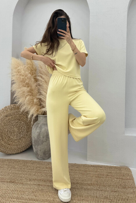 T-SHIRT+SWEATPANTS ONE COLOR ELASTIC WOMEN SET YELLOW/E VERDHE - 8