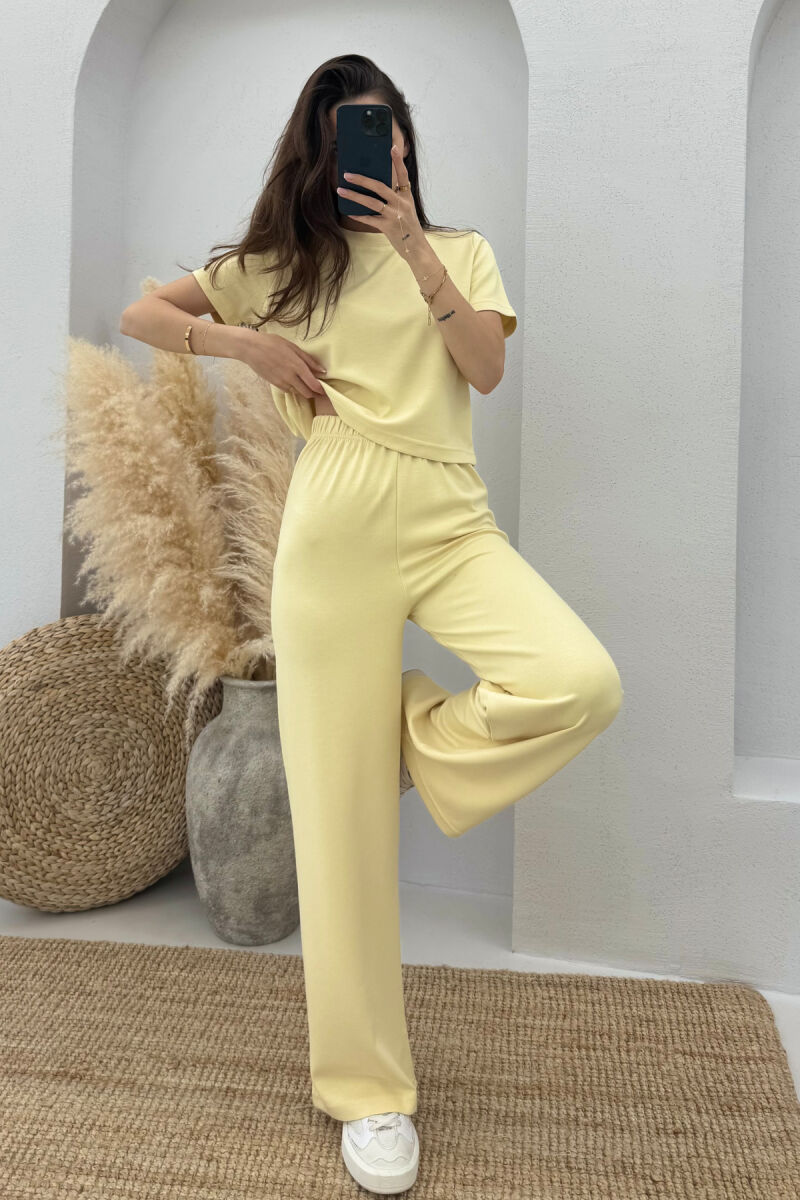 T-SHIRT+SWEATPANTS ONE COLOR ELASTIC WOMEN SET YELLOW/E VERDHE - 8