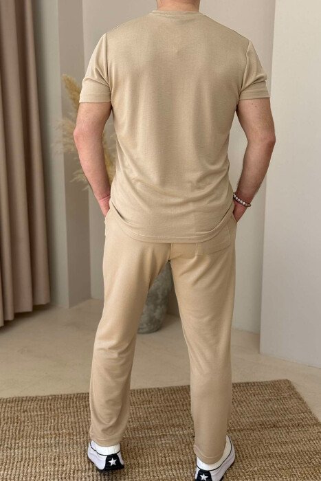 T-SHIRT+SWEATPANTS ONE COLOR MEN SET BEIGE/BEZHE - 3