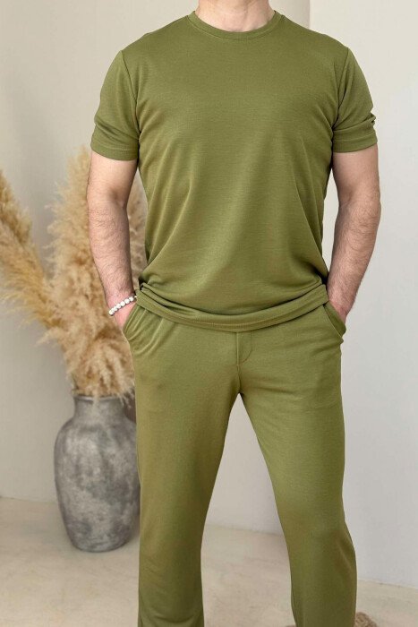 T-SHIRT+SWEATPANTS ONE COLOR MEN SET GREEN/JESHILE - 3