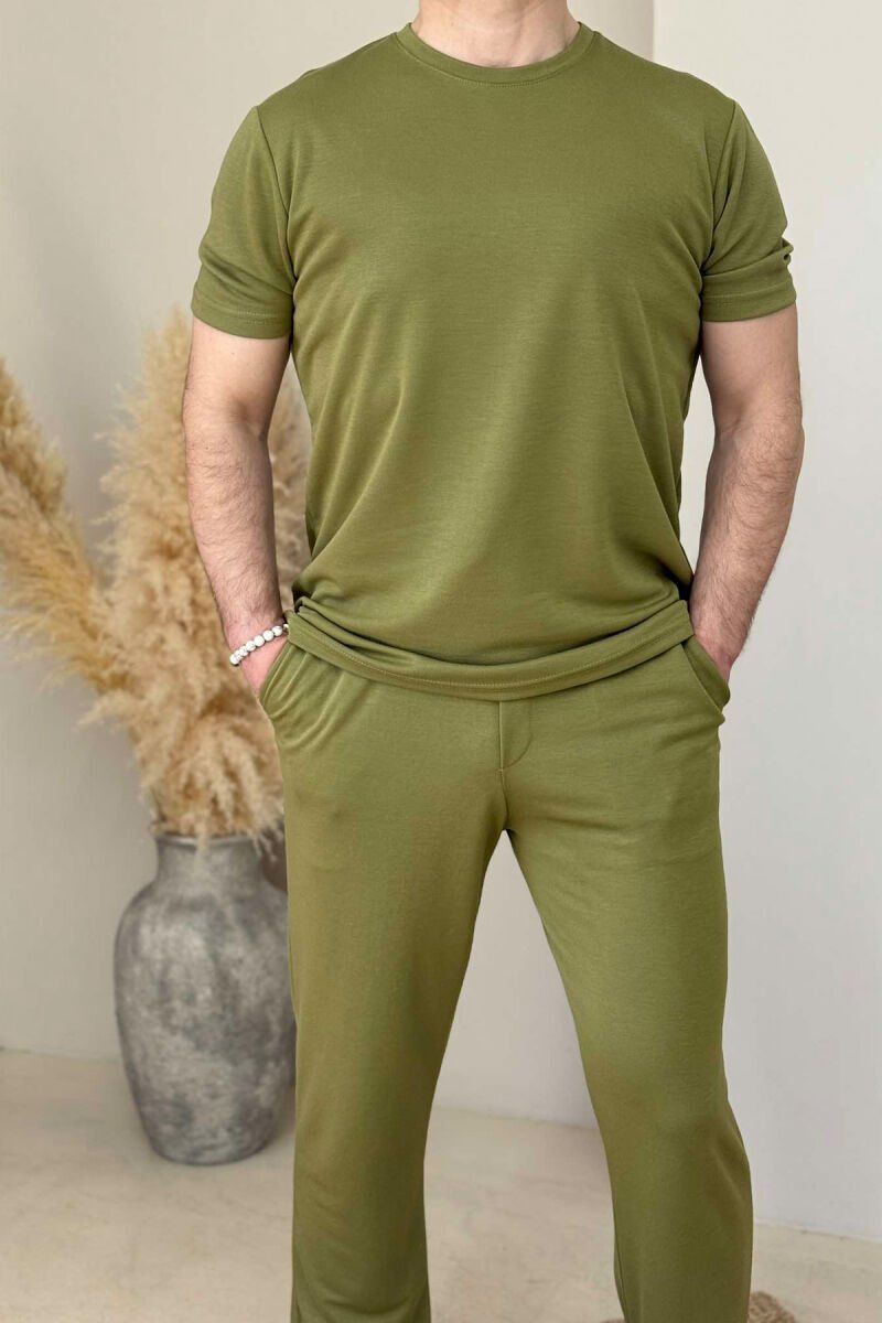 T-SHIRT+SWEATPANTS ONE COLOR MEN SET GREEN/JESHILE - 3