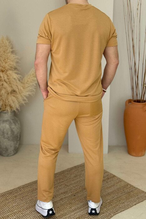 T-SHIRT+SWEATPANTS ONE COLOR MEN SET LIGHT BROWN/KAZB - 5