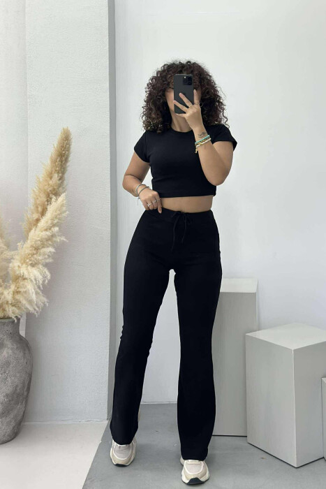 T-SHIRT+TROUSERS ONE COLOR WOMEN SET BLACK/ E ZEZE - 1