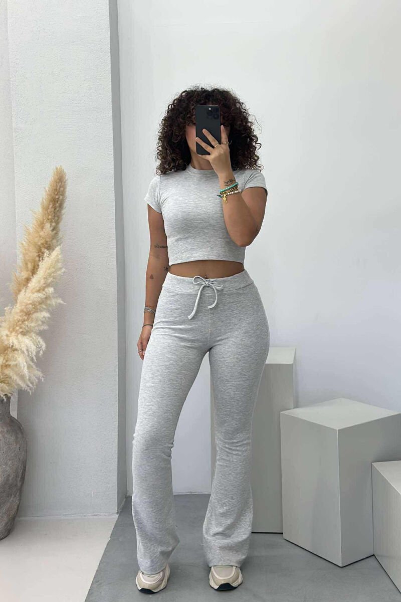 T-SHIRT+TROUSERS ONE COLOR WOMEN SET LIGHT GREY/GZ - 1