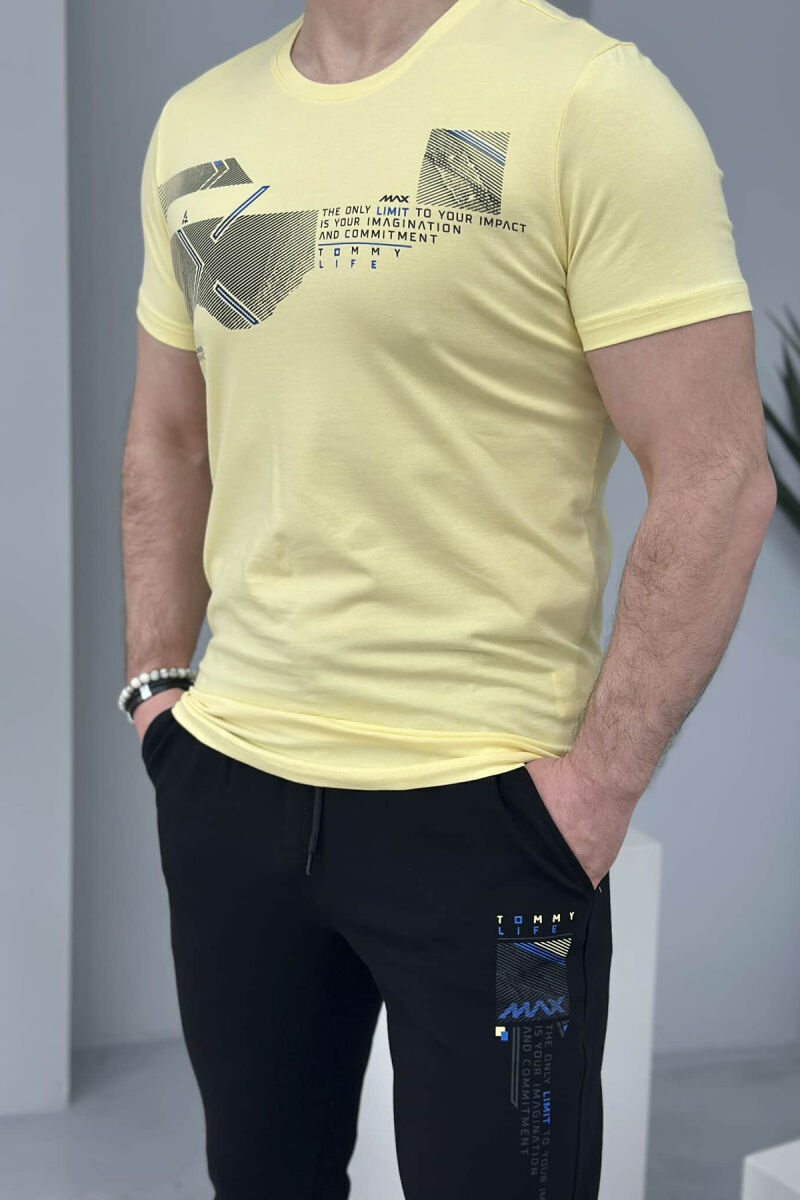 T-SHIRT+TUTA PËR MESHKUJ NË NGJYRËN E VERDHË - 2