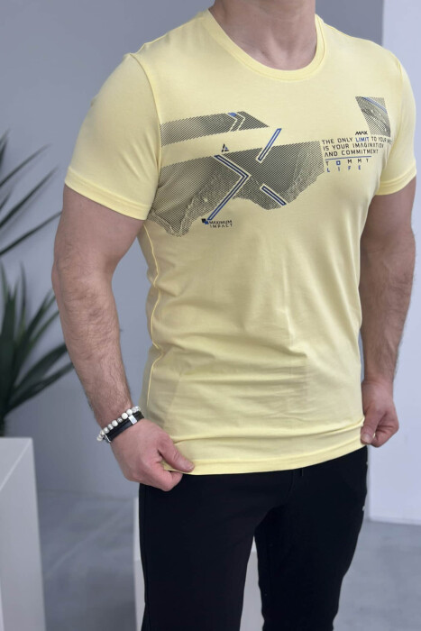 T-SHIRT+TUTA PËR MESHKUJ NË NGJYRËN E VERDHË - 4