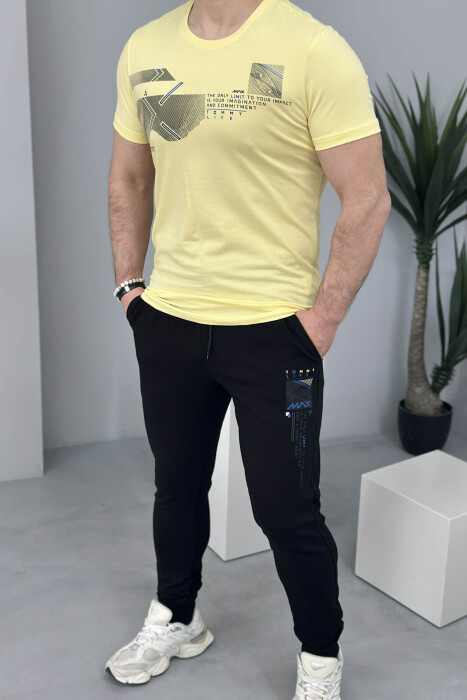 T-SHIRT+TUTA PËR MESHKUJ NË NGJYRËN E VERDHË - 5