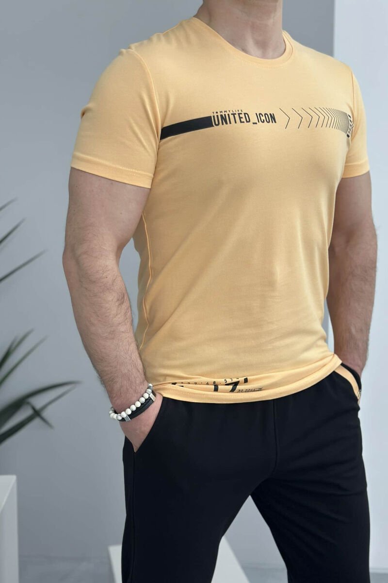 T-SHIRT+TUTA PËR MESHKUJ NË NGJYRËN E VERDHË - 2