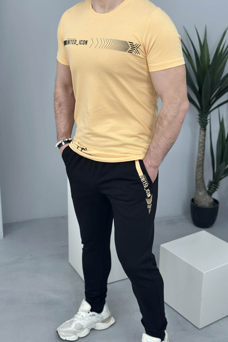 T-SHIRT+TUTA PËR MESHKUJ NË NGJYRËN E VERDHË - 4