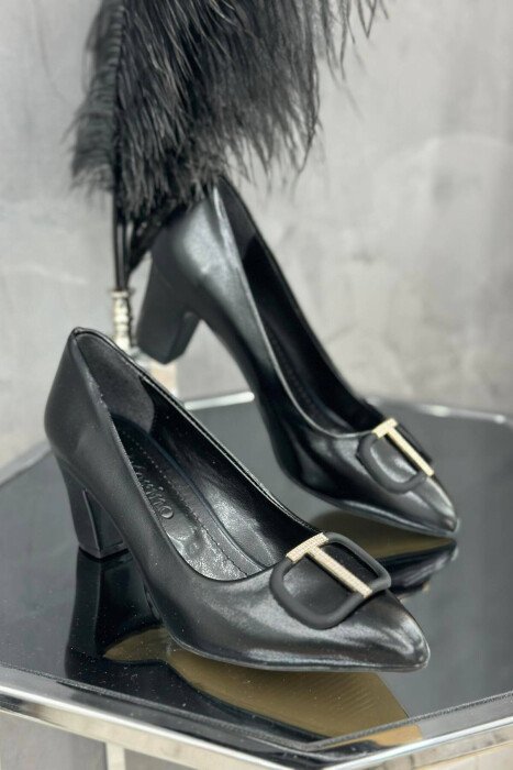 T SPARKLE SEMI HEEL WOMAN SHOES BLACK/ E ZEZE - KLAUDIO FASHION