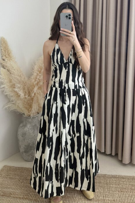 TANK TOP+SKIRT DIFFERENT DESIGN WOMEN SET BLACK-CREAM/ZEKR 