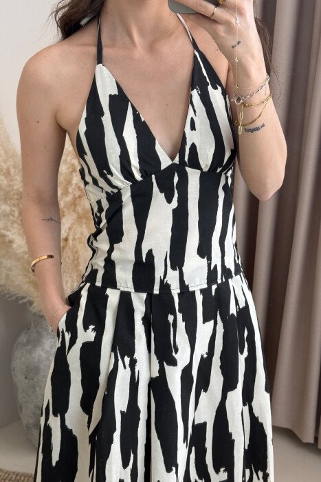 TANK TOP+SKIRT DIFFERENT DESIGN WOMEN SET BLACK-CREAM/ZEKR - 2