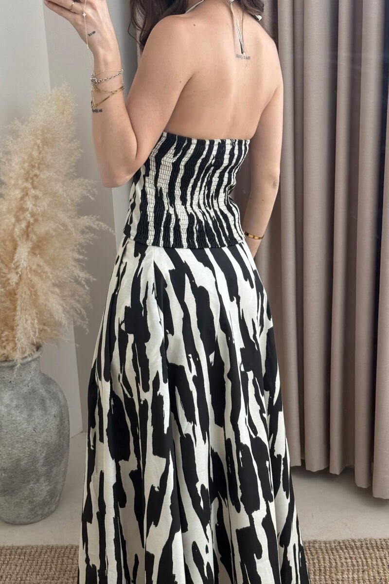 TANK TOP+SKIRT DIFFERENT DESIGN WOMEN SET BLACK-CREAM/ZEKR - 3