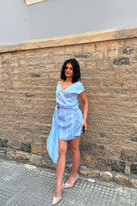 SET NJË NGJYRËSH KANATJERE+FUND-PANTALLON PËR FEMRA NË NGJYRË BABY BLUE - KLAUDIO FASHION