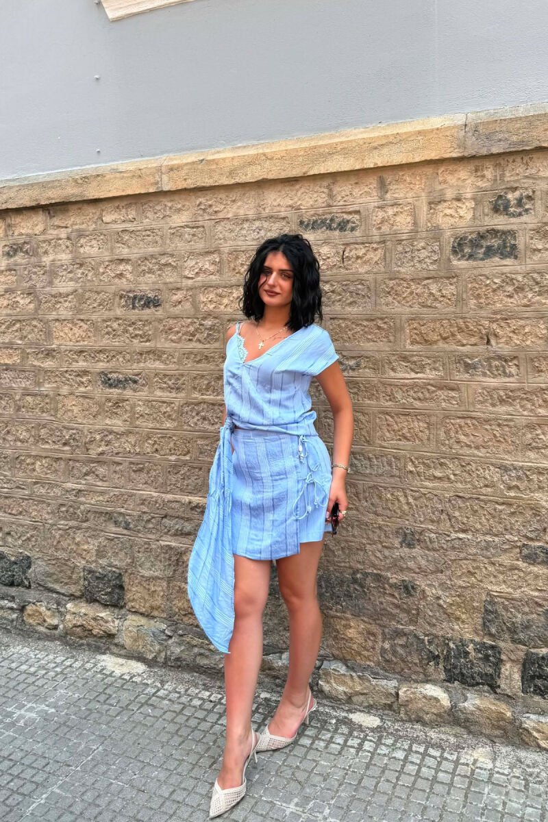 TANK TOP+SKORT ONE COLOR WOMEN SET BABY BLUE/BLU BY - 1