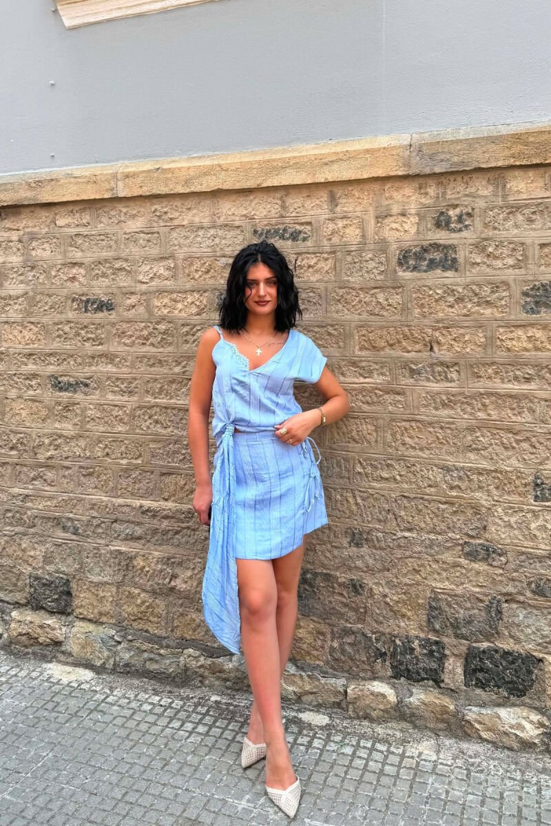 TANK TOP+SKORT ONE COLOR WOMEN SET BABY BLUE/BLU BY - 4