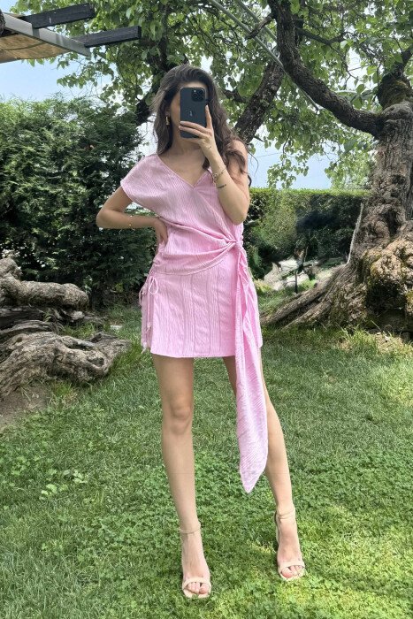 SET NJË NGJYRËSH KANATJERE+FUND-PANTALLON PËR FEMRA NË NGJYRË BABY PINK - KLAUDIO FASHION