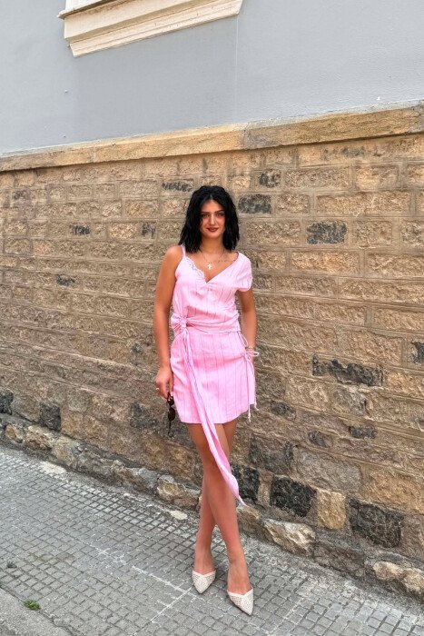 TANK TOP+SKORT ONE COLOR WOMEN SET BABY PINK/ROZB 