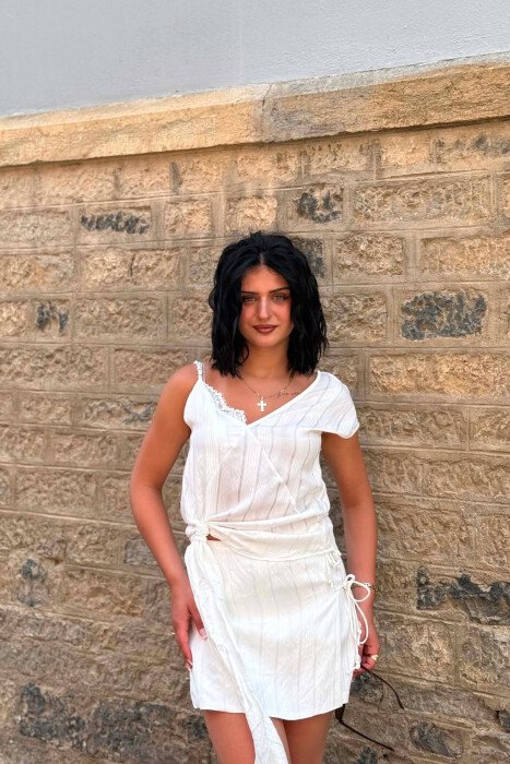 TANK TOP+SKORT ONE COLOR WOMEN SET WHITE-E BARDHE - 3