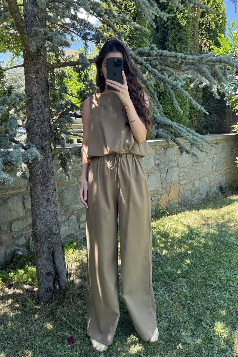 TANK TOP+TROUSERS BACK ZIPPER DETAIL WOMEN SET OLIVE/ULLI - 2