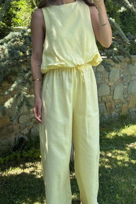 TANK TOP+TROUSERS BACK ZIPPER DETAIL WOMEN SET YELLOW/E VERDHE - 4