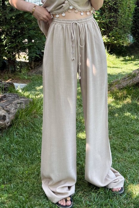 TANK TOP+TROUSERS DETAILS WOMEN SET BEIGE/BEZHE - 4