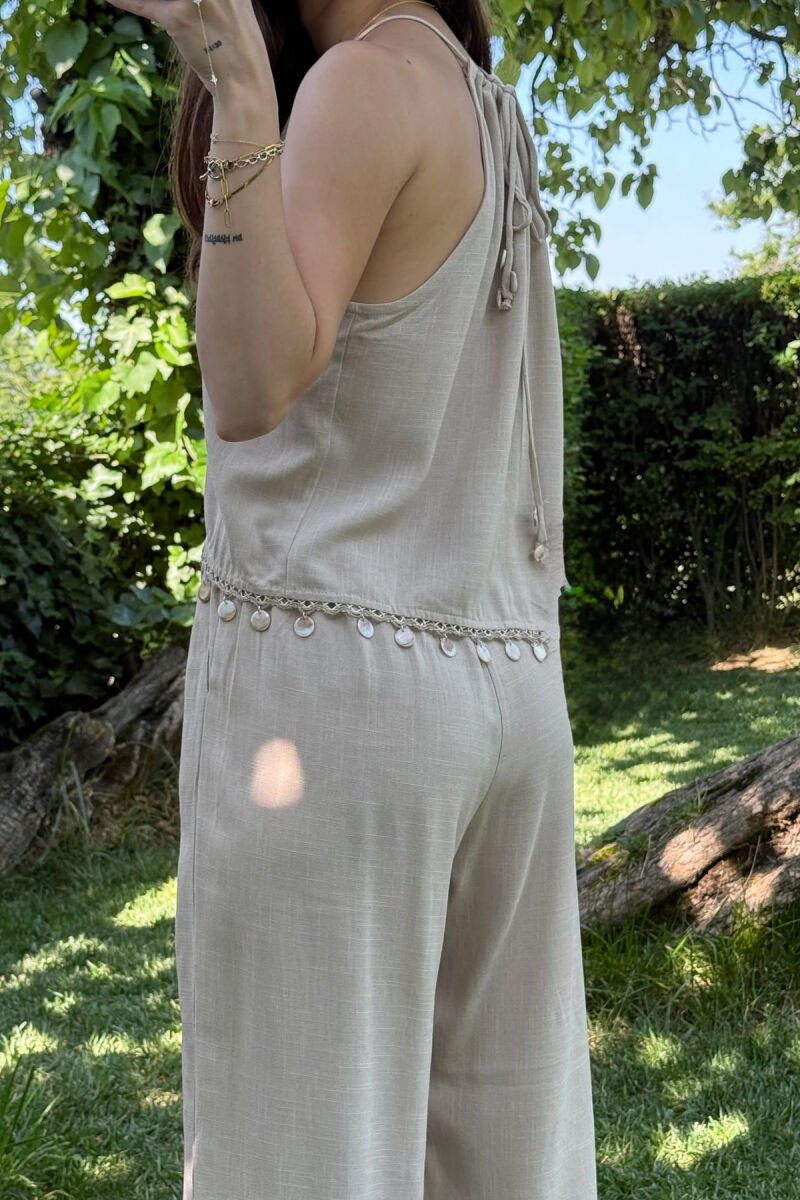 TANK TOP+TROUSERS DETAILS WOMEN SET BEIGE/BEZHE - 5