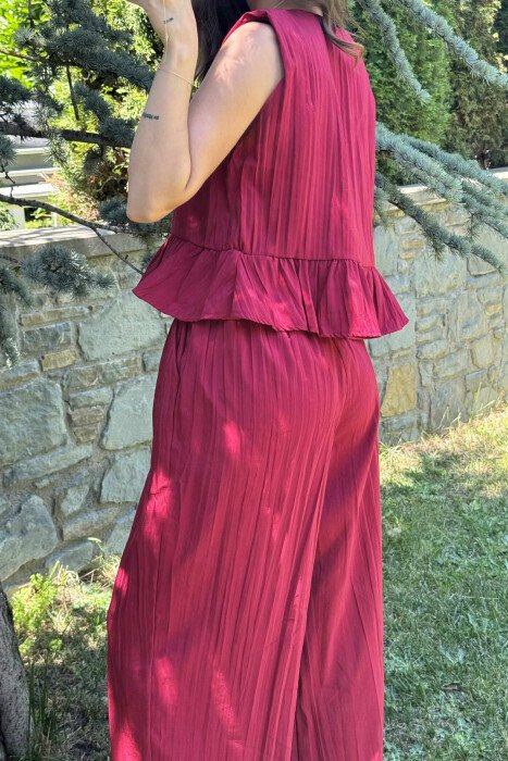 TANK TOP+TROUSERS ONE COLOR WOMEN SET BURGUNDY/VISHNJE - 4