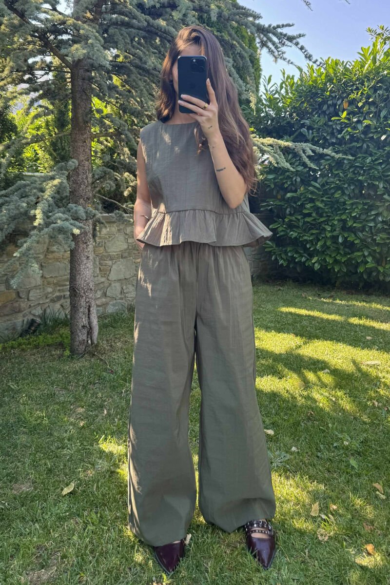 TANK TOP+TROUSERS ONE COLOR WOMEN SET GREEN/JESHILE - 1