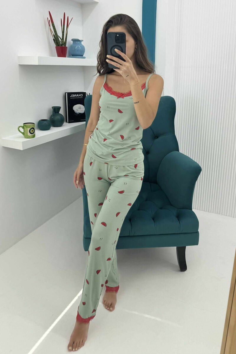 TANK TOP+TROUSERS STRIPED WOMEN PYJAMAS MINT/MENTE - 2