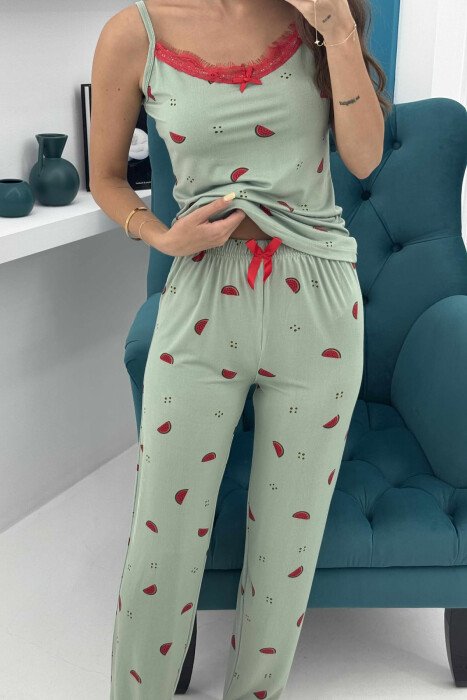 TANK TOP+TROUSERS STRIPED WOMEN PYJAMAS MINT/MENTE - 4