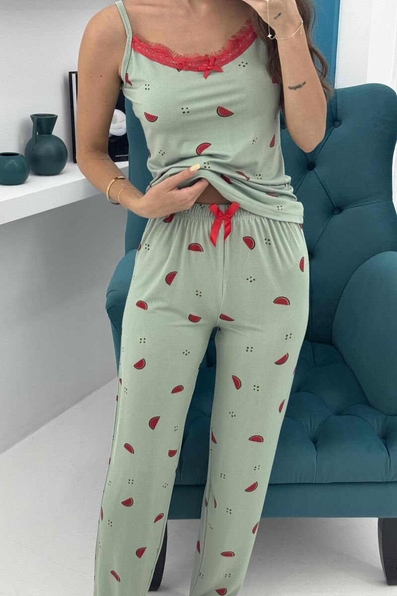 TANK TOP+TROUSERS STRIPED WOMEN PYJAMAS MINT/MENTE - 4